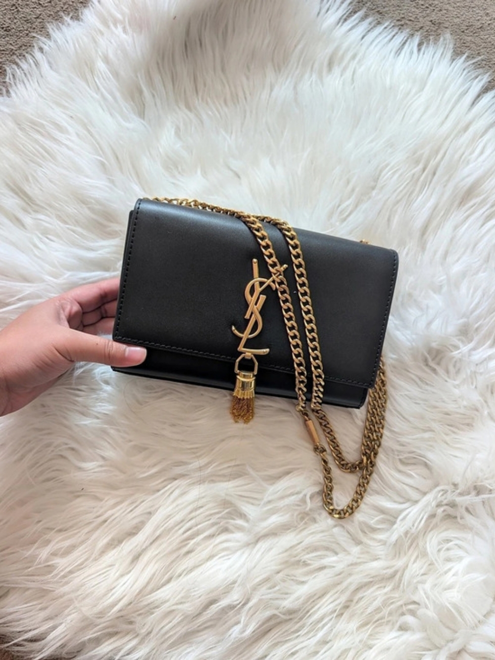 Saint Laurent Kate Small Tassel Chain Bag Black & Gold